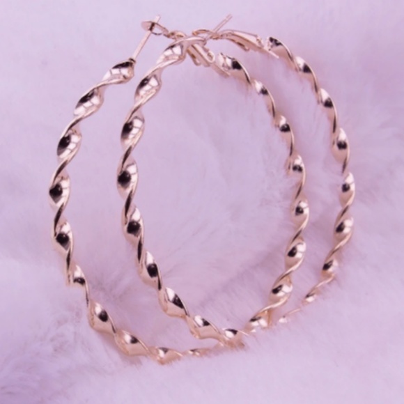 Jewelry - New, gold plated large twisted hoop earrings